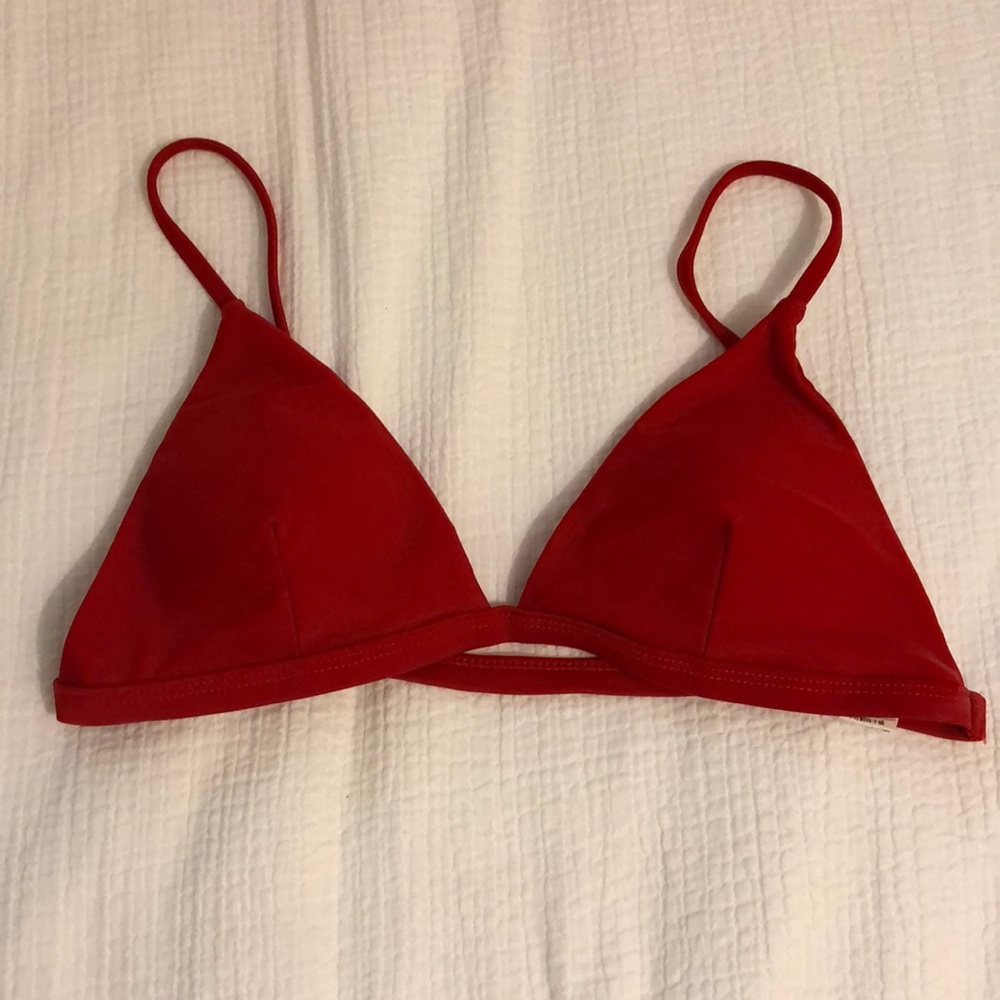 Red triangle bikini top
